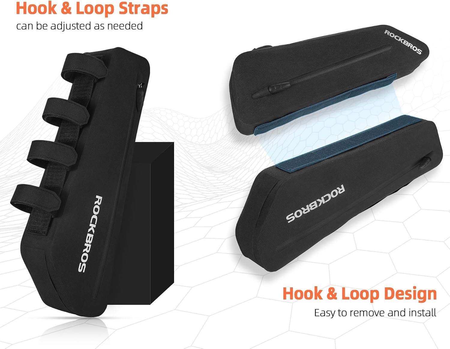 image:imageROCKBROS Bike Frame Bag 35L Waterproof Bike Bag Top Tube Bike BagBike Storage Bag Cycling Accessories for Mountain amp Road Bikes 2Pack