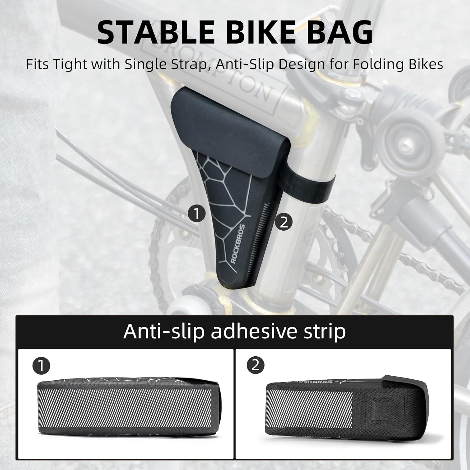 image:imageROCKBROS Bike Frame Storage Bag Waterproof Bicycle Triangle Pouch for MTB and Road Bikes Lightweight Secure Storage for Phone Tools and More