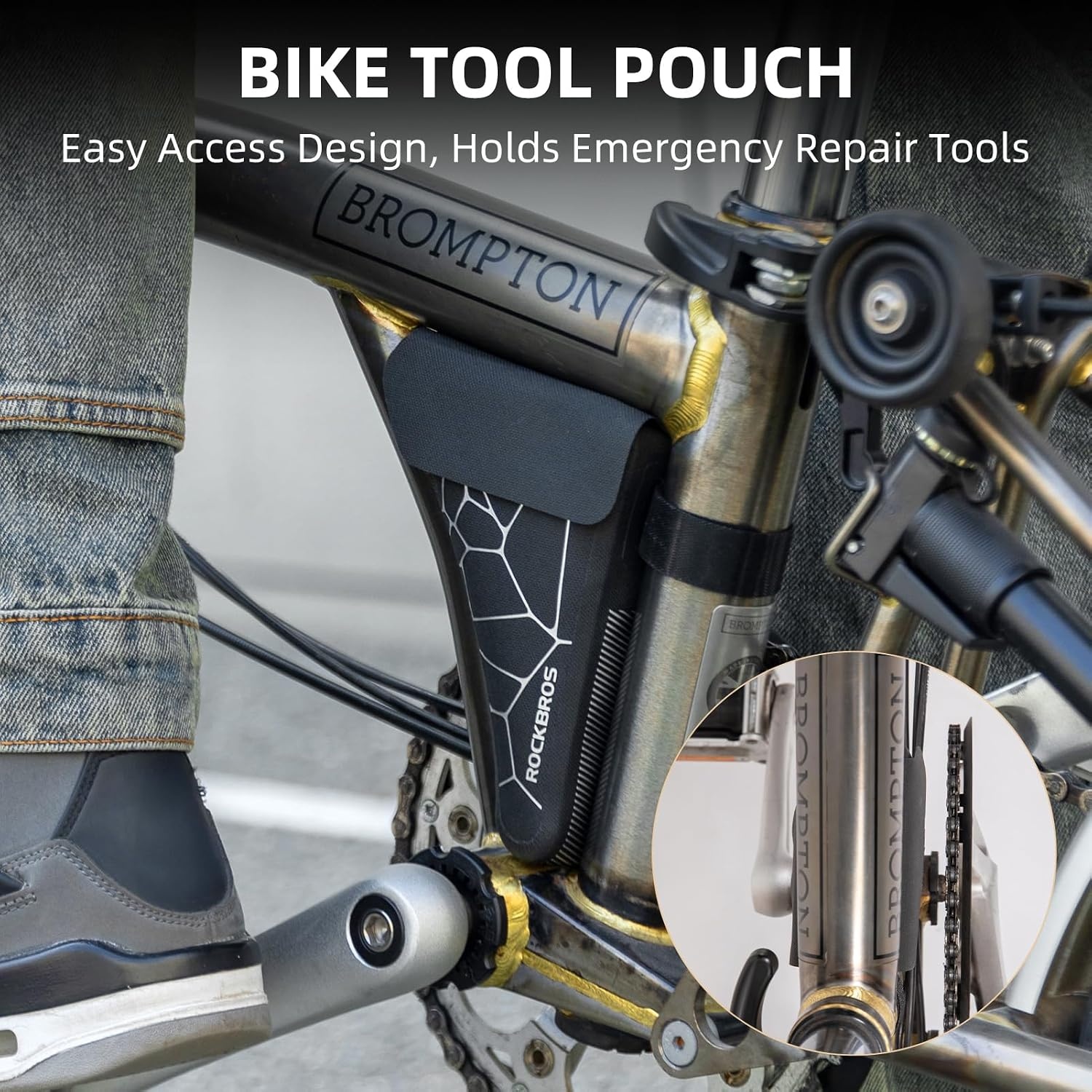 image:imageROCKBROS Bike Frame Storage Bag Waterproof Bicycle Triangle Pouch for MTB and Road Bikes Lightweight Secure Storage for Phone Tools and More