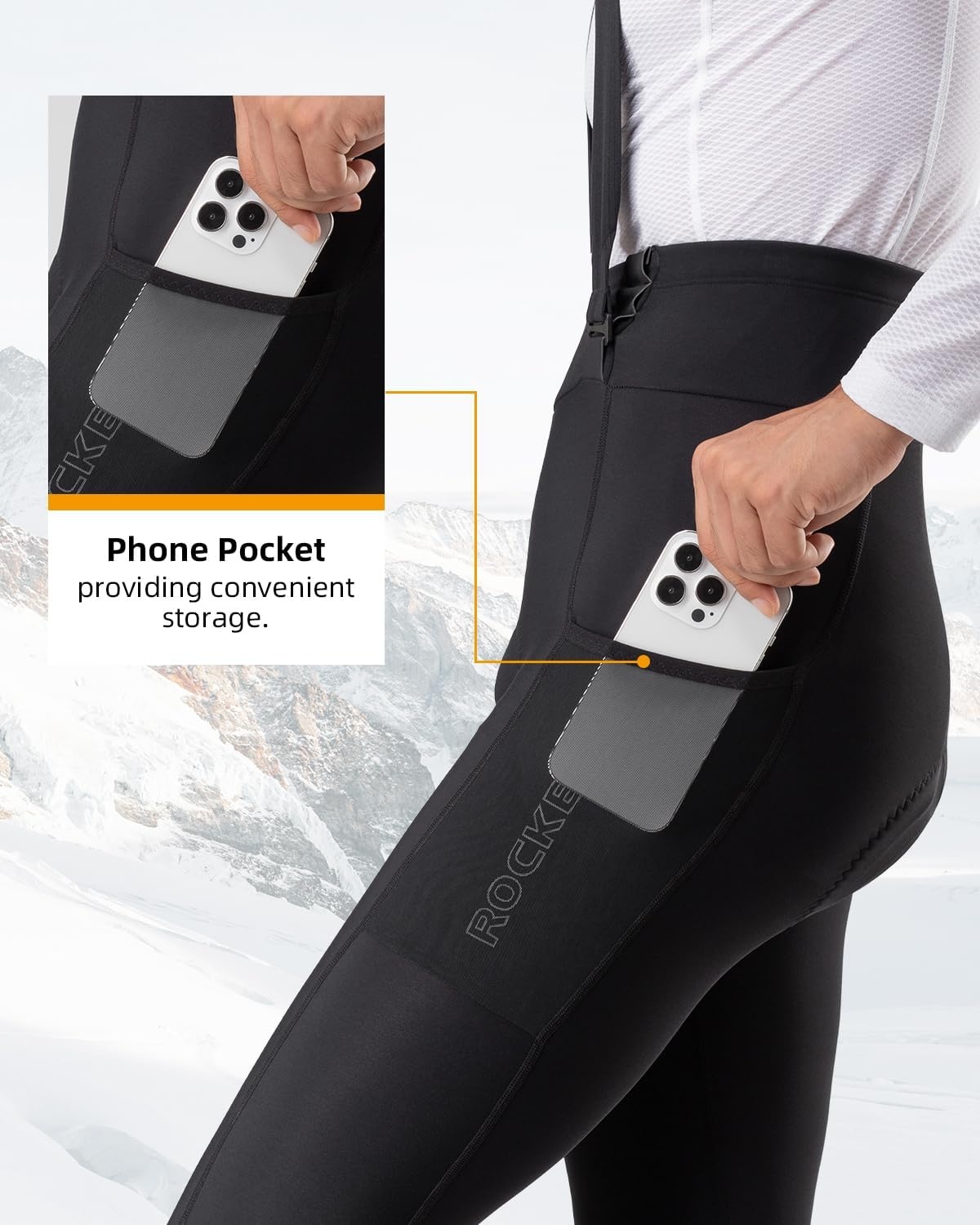 image:imageROCKBROS Cycling Bib Pants for Men Thermal Padded Bike Bib Tights Winter Bicycle Bibs Long Pants for Cold Weather