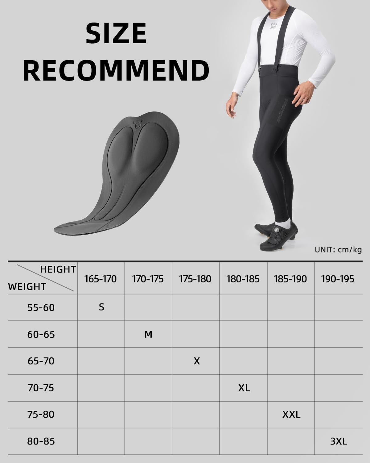 image:imageROCKBROS Cycling Bib Pants for Men Thermal Padded Bike Bib Tights Winter Bicycle Bibs Long Pants for Cold Weather