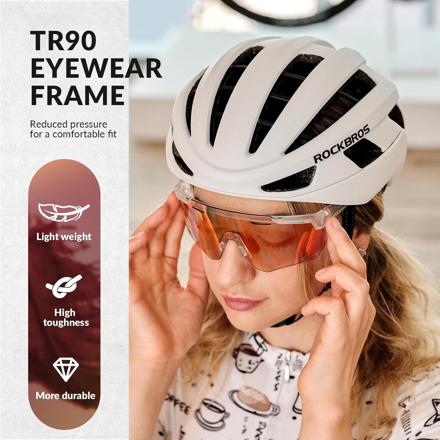 image:imageROCKBROS Cycling Glasses Photochromic Sports Sunglasses for Men Woman UV Protection Biking SunglassesA1 Photochromic Red Lens Matte Transparent Frame