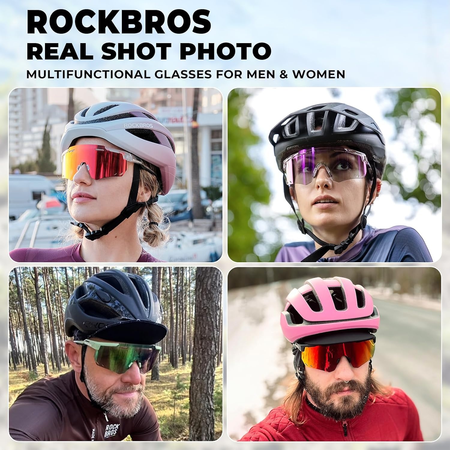 image:imageROCKBROS Cycling Glasses Photochromic Sports Sunglasses for Men Woman UV Protection Biking SunglassesA2 Photochromic Green Lens Green Frame
