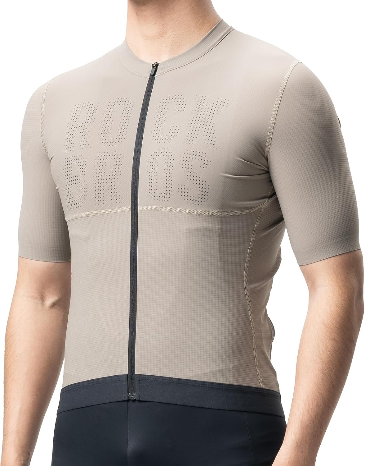 image:imageROCKBROS Cycling Jersey Men Bike Jersey Short Sleeve with Zipper Pocket Breathable QuickDrying Road Mountain RunningKhaki