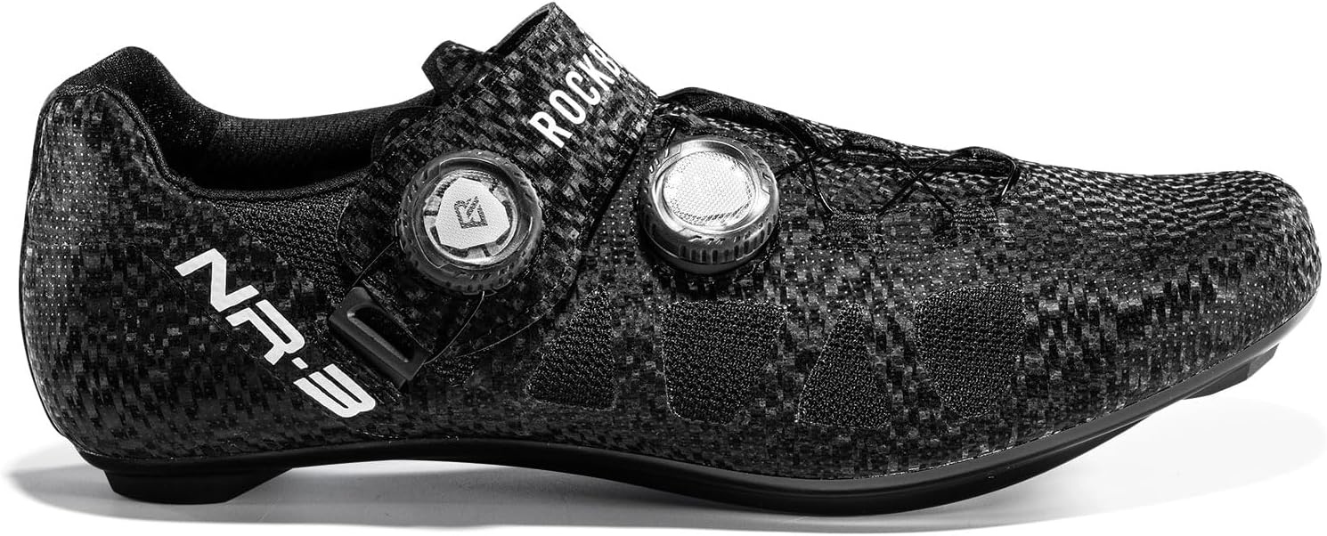 image:imageROCKBROS Cycling Shoes NR3 Clipless with 2 Knob Lock Professional for Men Women Breathable amp Stable Road Bike Shoes Compatible with Peloton amp Look DeltaSPD CleatsBlack