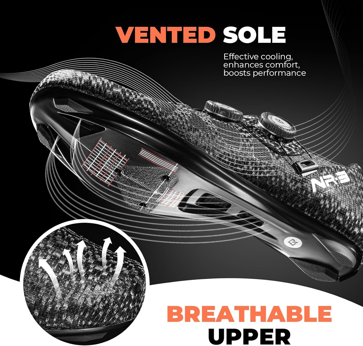image:imageROCKBROS Cycling Shoes NR3 Clipless with 2 Knob Lock Professional for Men Women Breathable amp Stable Road Bike Shoes Compatible with Peloton amp Look DeltaSPD CleatsBlack