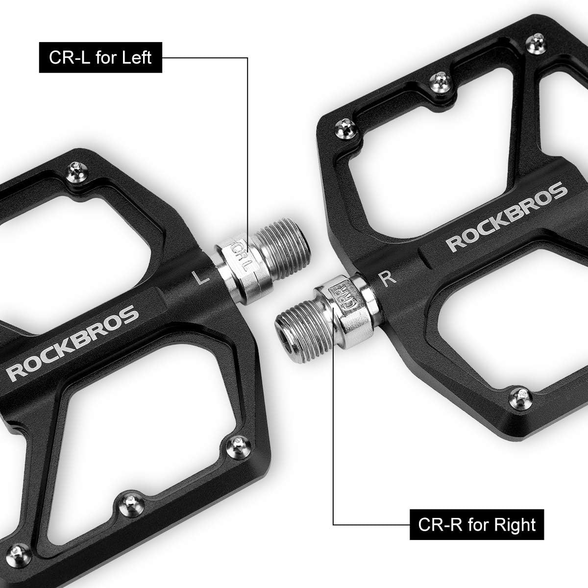 image:imageROCKBROS Mountain Bike Pedals MTB Pedals Bicycle Flat Pedals Aluminum 916 Sealed Bearing Lightweight Platform for Road Mountain BMX MTB BikeBlack