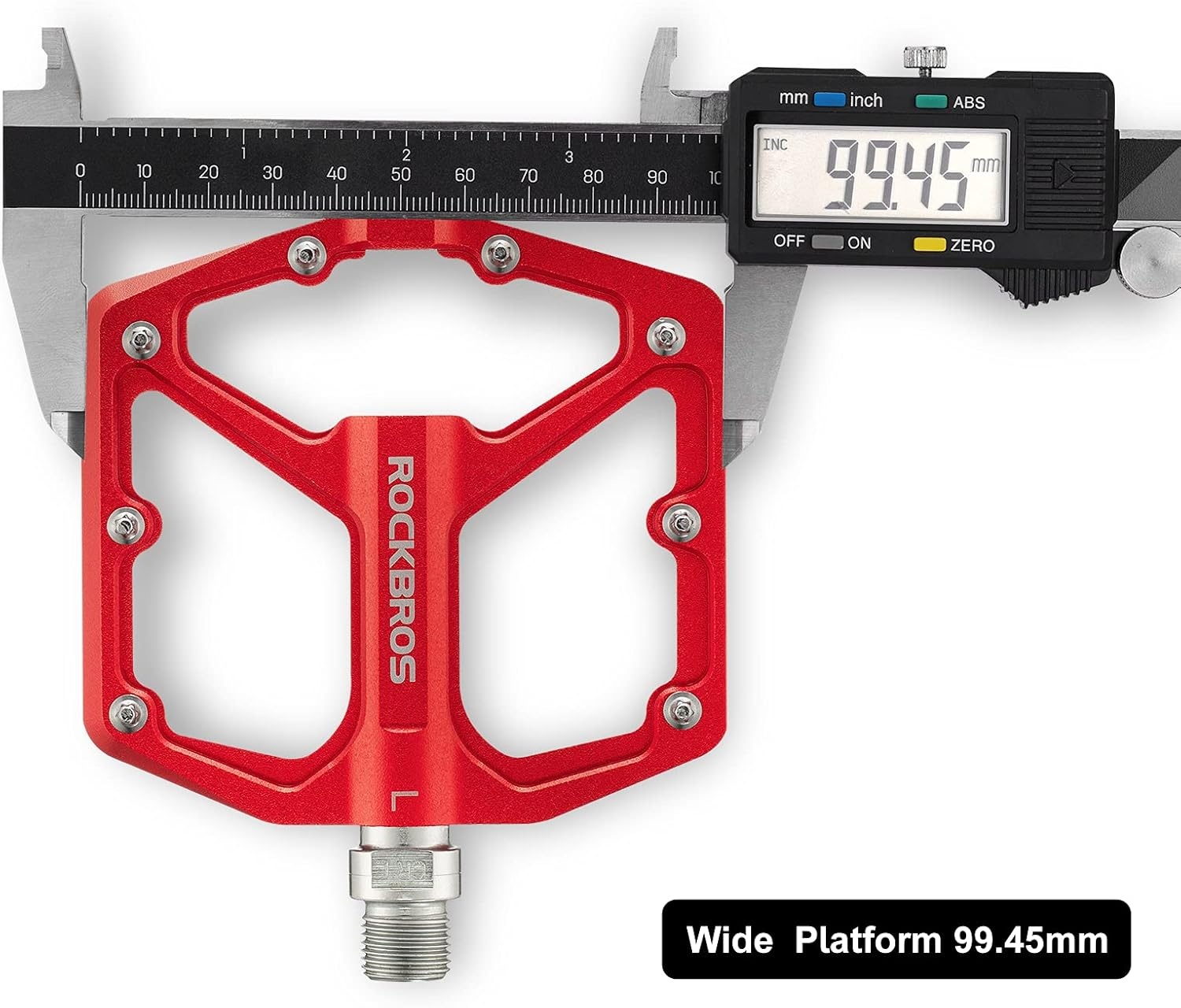 image:imageROCKBROS Mountain Bike Pedals MTB Pedals Bicycle Flat Pedals Aluminum 916 Sealed Bearing Lightweight Platform for Road Mountain BMX MTB BikeRed
