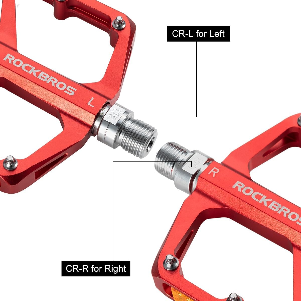 image:imageROCKBROS Mountain Bike Pedals MTB Pedals Bicycle Flat Pedals Aluminum 916 Sealed Bearing Lightweight Platform for Road Mountain BMX MTB BikeReflective PedalsRed
