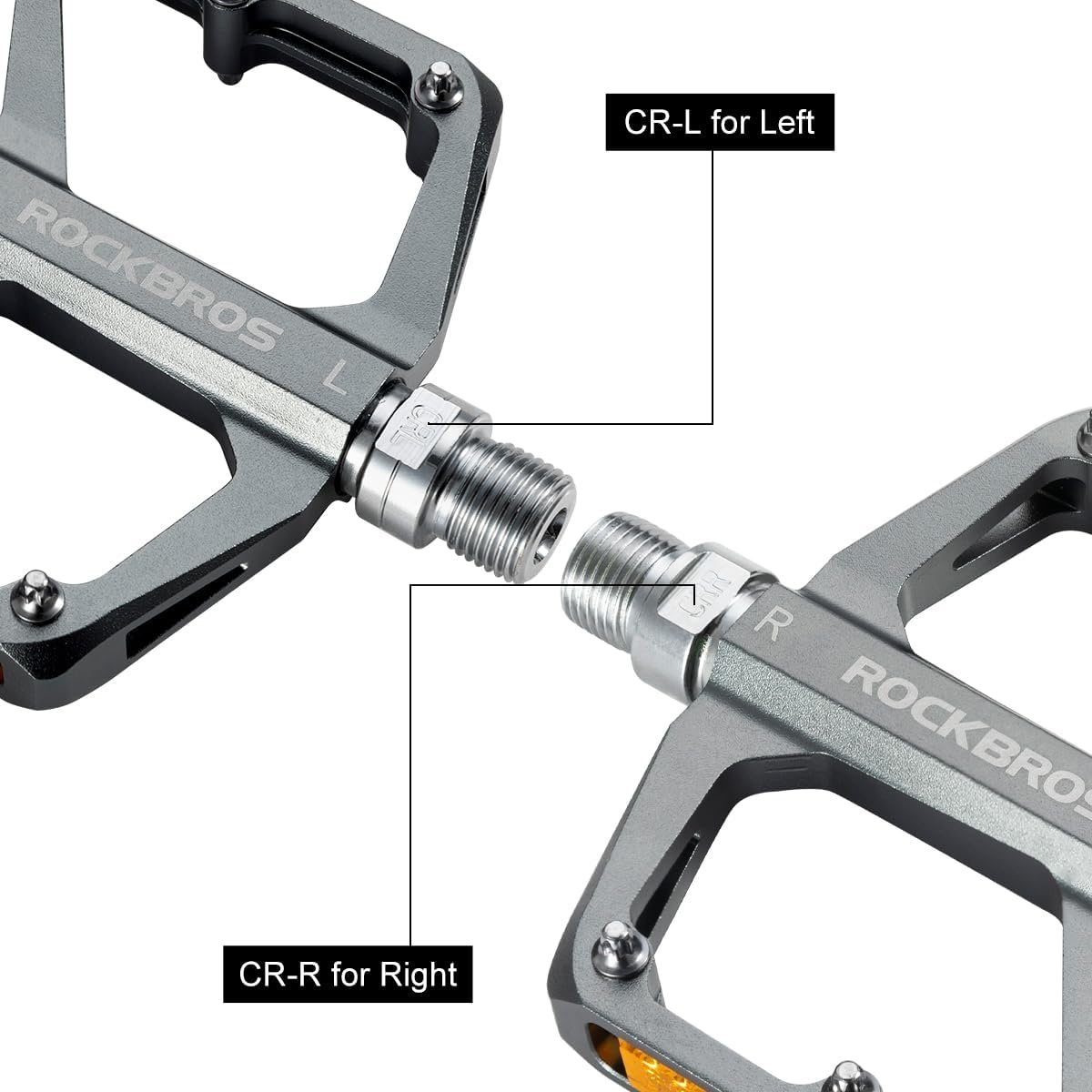 image:imageROCKBROS Mountain Bike Pedals MTB Pedals Bicycle Flat Pedals Aluminum 916 Sealed Bearing Lightweight Platform for Road Mountain BMX MTB BikeReflective PedalsTitanium