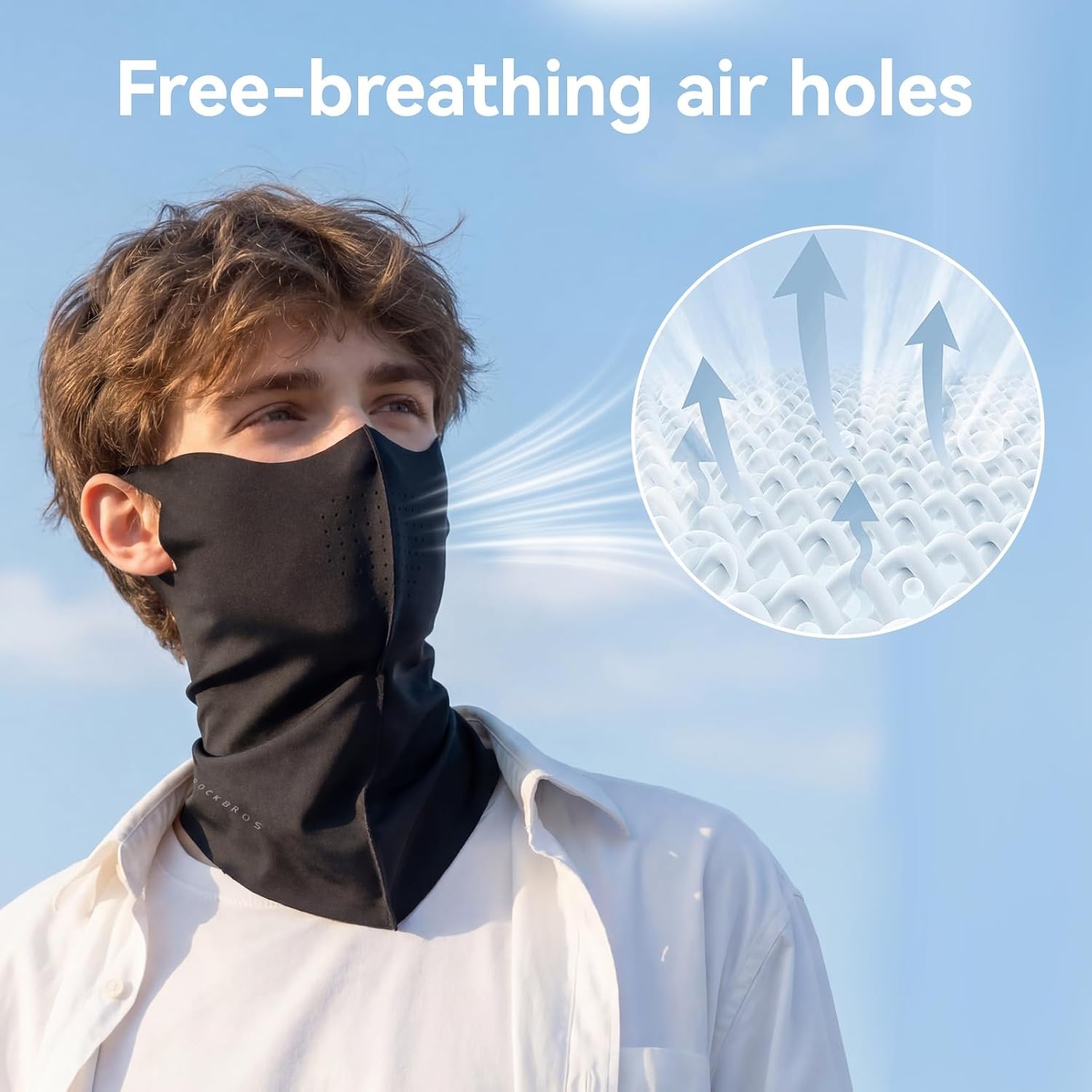 image:imageROCKBROS Neck Gaiter for Men and Women UPF 50 Breathable Face MaskCooling Neck Scarf for Outdoor Fishing CyclingBlack1