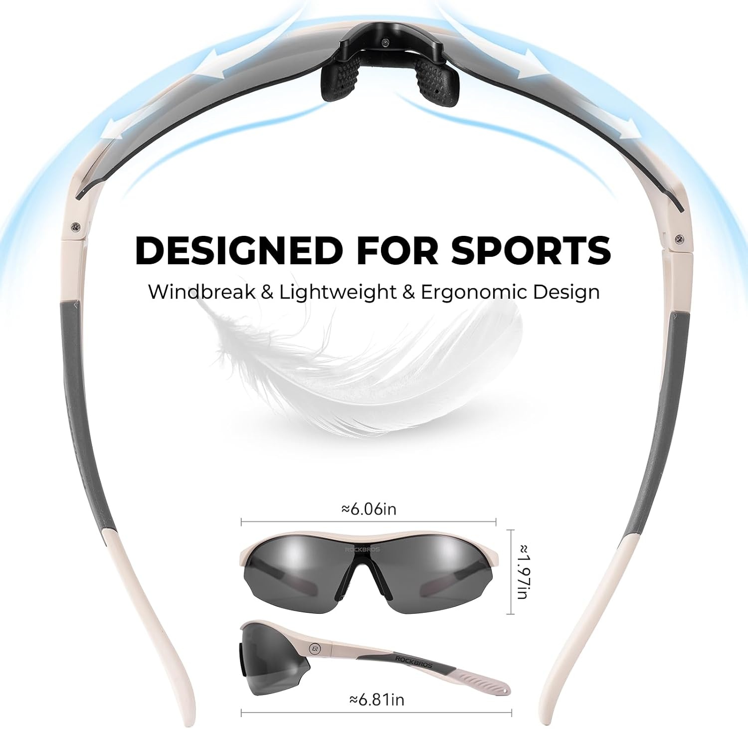 image:imageROCKBROS Polarized Sports Sunglasses with 3 Interchangeable Lens ANSI Z871 Safety Sun Glasses for Men Women CyclingGray Polarized Lens Gray Black Frame