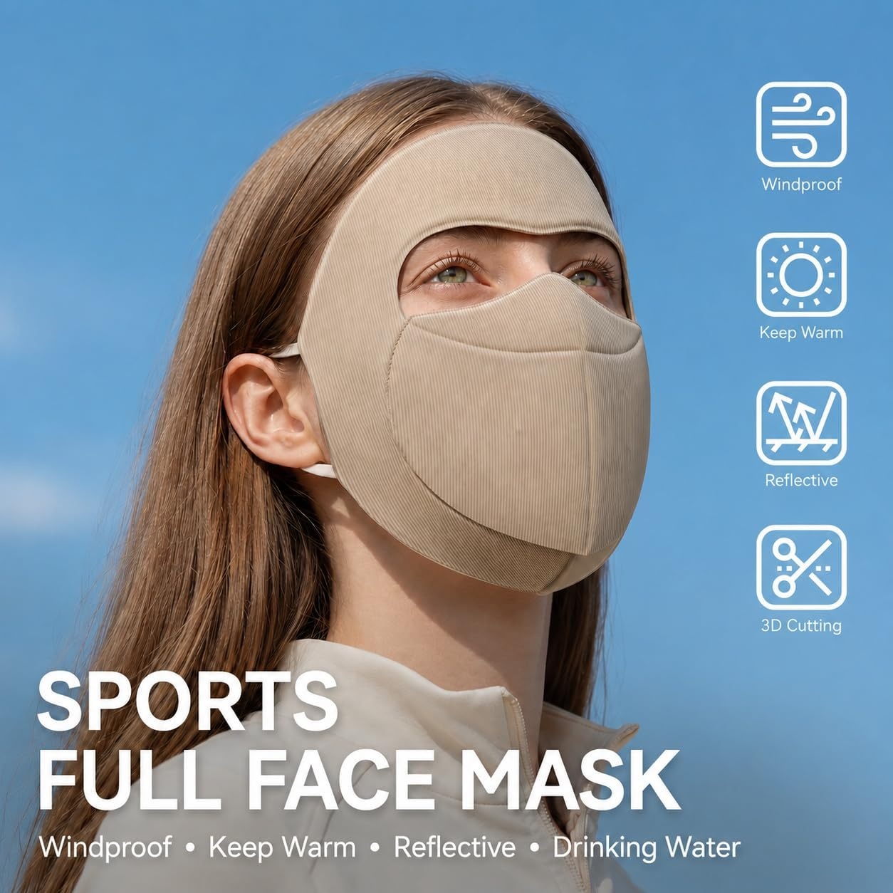 image:imageROCKBROS UPF50 Full Face Mask Windproof Yearround Face Cover for Men Women Suit for Outdoor Cycling CommutingBlue