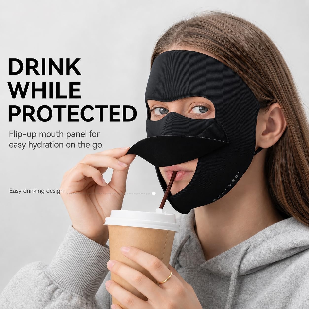 image:imageROCKBROS UPF50 Full Face Mask Windproof Yearround Face Cover for Men Women Suit for Outdoor Cycling CommutingGrey