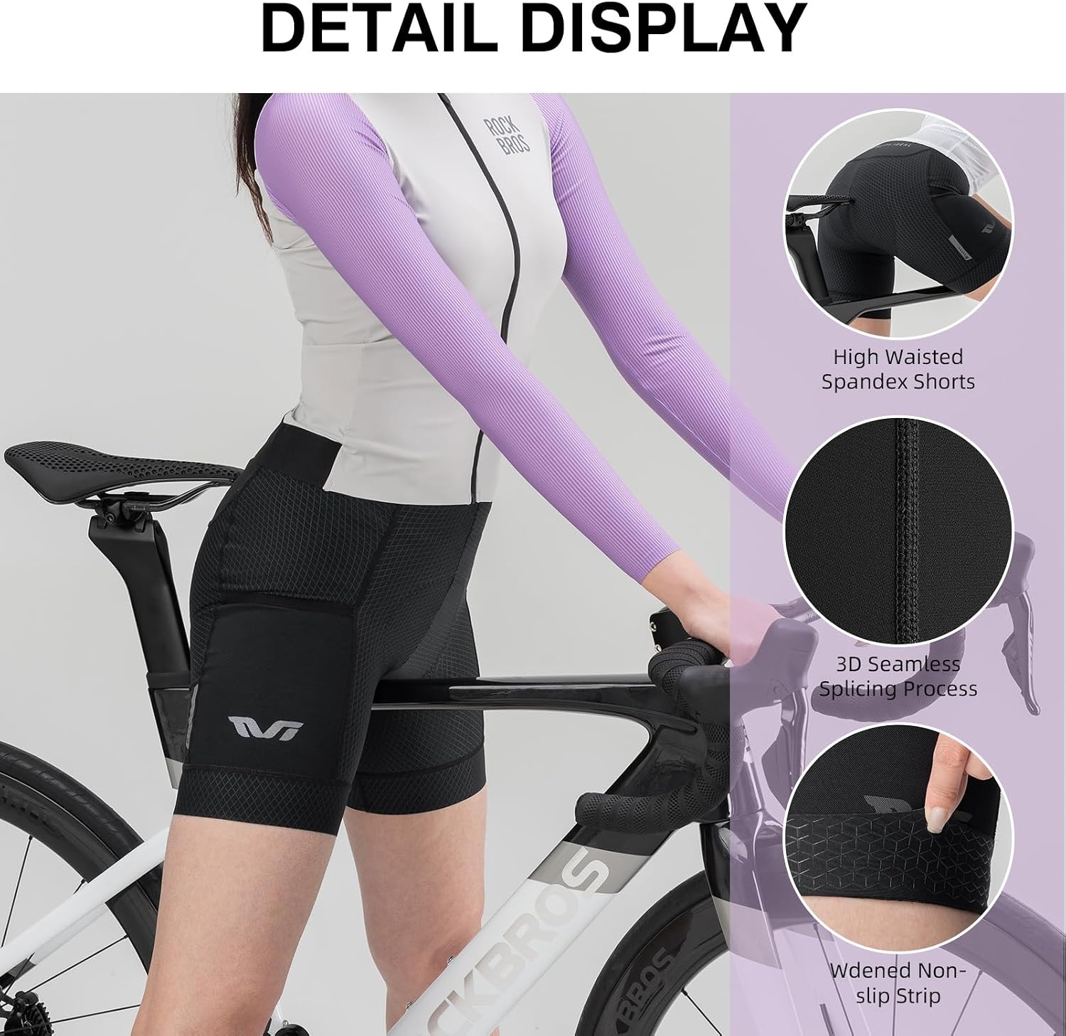 image:imageROCKBROS Womens Bike Shorts 4D Padded Cycling Shorts Bicycle Shorts with Pockets for MTB Mountain Road Biking Cycling
