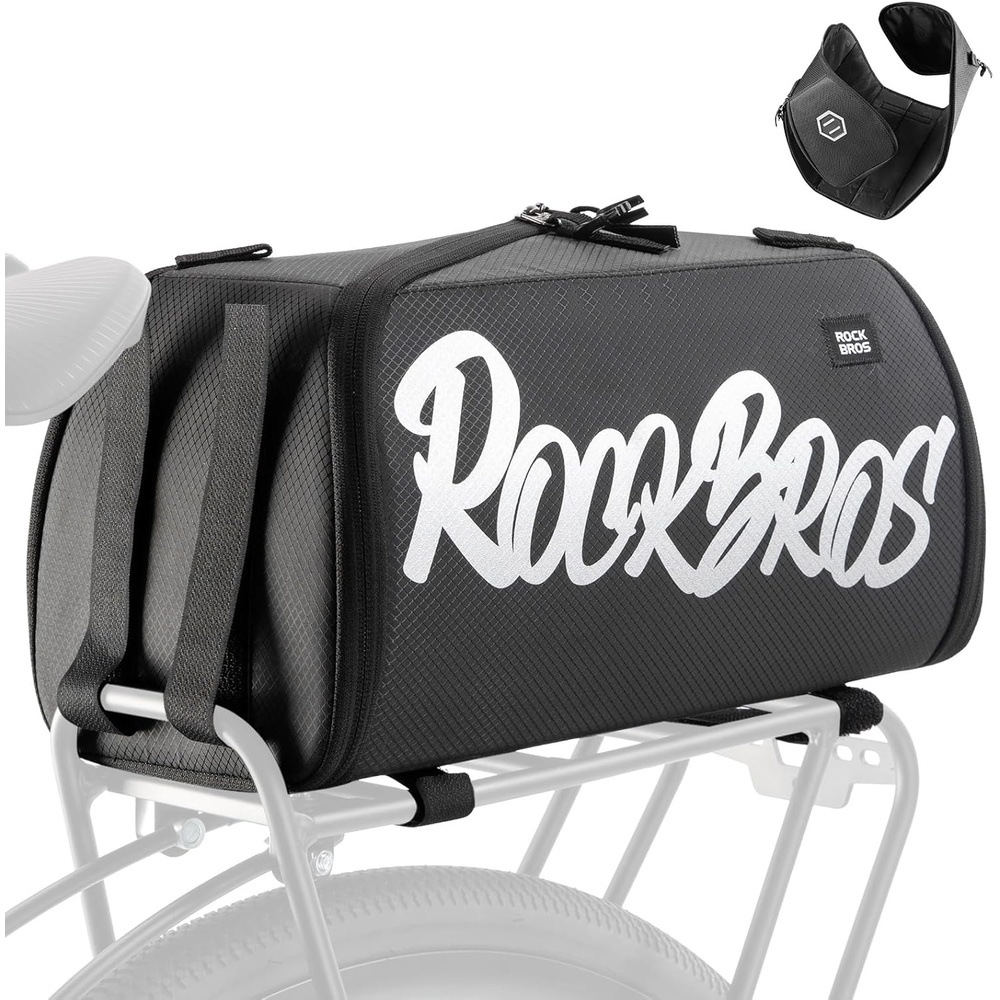 image:imageROCKBROS Bike Bags for Bicycle Rear rack 12L15L Bike Ebike Trunk Pannier Saddle Bag with Shoulder Strap for Commuter Travel Outdoor Accessories GearNo Side Pocket