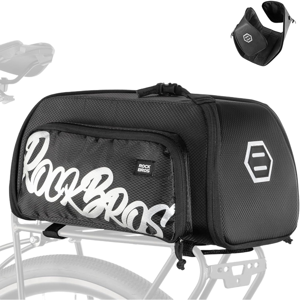 image:imageROCKBROS Bike Bags for Bicycle Rear rack 12L15L Bike Ebike Trunk Pannier Saddle Bag with Shoulder Strap for Commuter Travel Outdoor Accessories GearWith Side Pocket