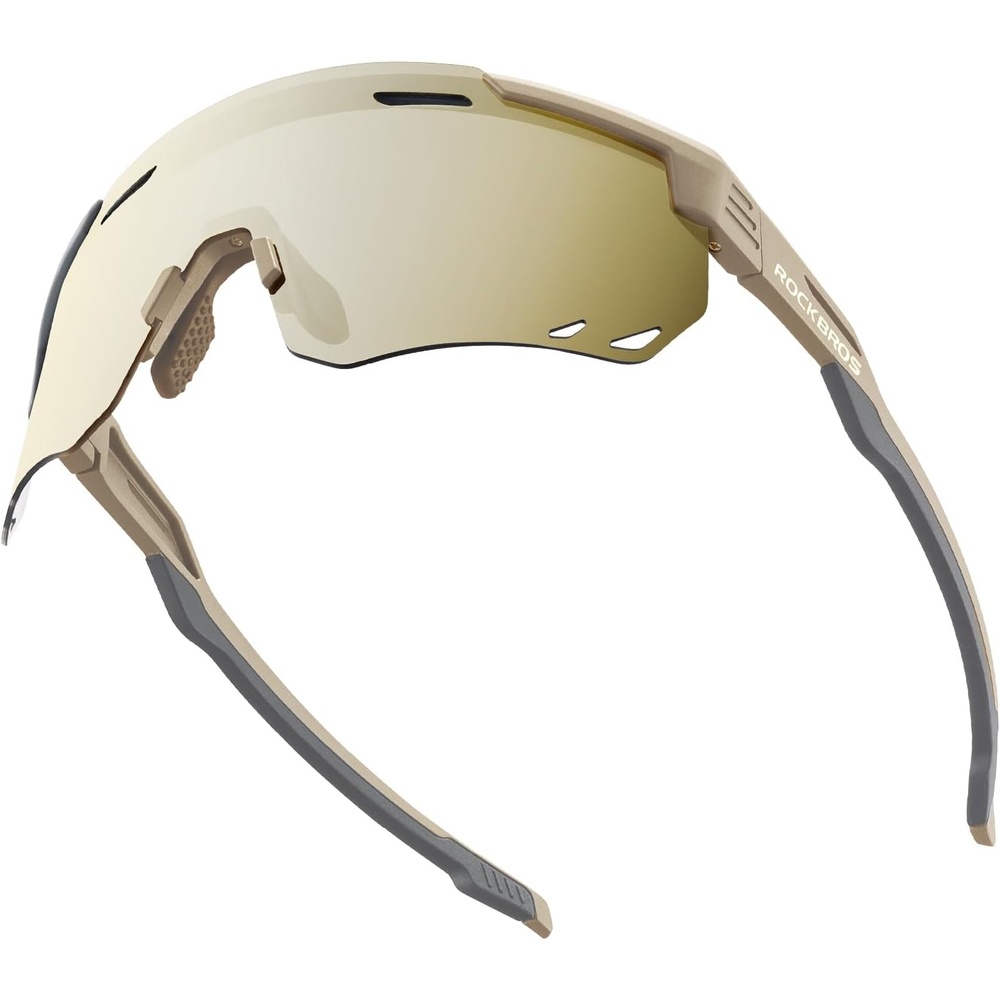 image:imageROCKBROS Cycling Glasses Photochromic Sports Sunglasses for Men Woman UV Protection Biking SunglassesA5 Photochromic Gold Lens Matte Yellow Frame