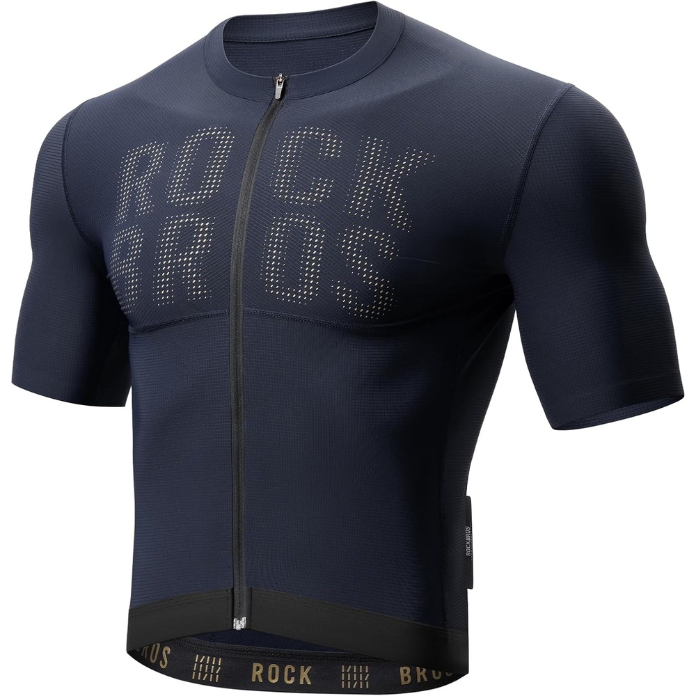 image:imageROCKBROS Cycling Jersey Men Bike Jersey Short Sleeve with Zipper Pocket Breathable QuickDrying Road Mountain RunningBlue