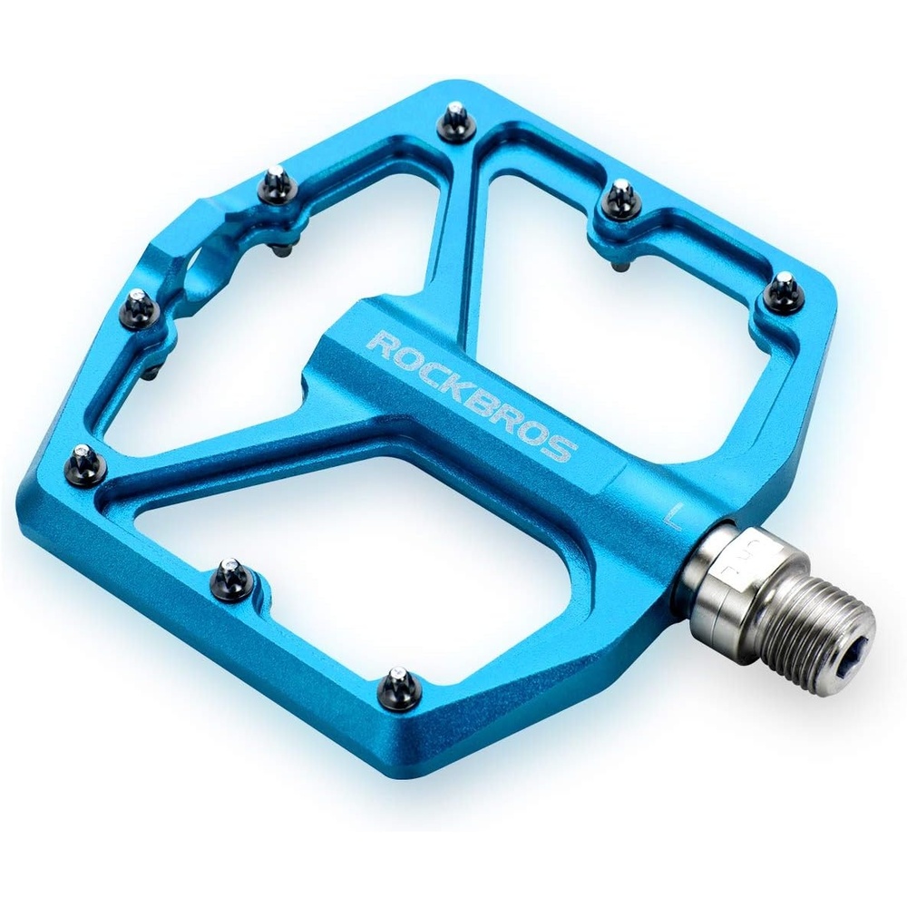 image:imageROCKBROS Mountain Bike Pedals MTB Pedals Bicycle Flat Pedals Aluminum 916 Sealed Bearing Lightweight Platform for Road Mountain BMX MTB BikeBlue