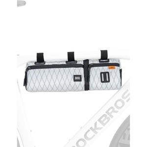 ROCKBROS Bike Handlebar Bag, 2L Large Capacity Handlebar Bags for Bicycles, 2 In 1 Multifunctional Bike Frame Bag, Separated Bike Saddle Bag(White)
