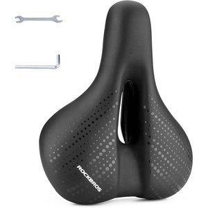 ROCKBROS Bike Seat Men Women Memory Foam Padded Wide Bicycle Seat | Waterproof Comfortable Bike Saddle Cushion with Dual Shock Absorbing Universal Fit for Indoor/Outdoor Bikes