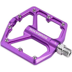 ROCKBROS Mountain Bike Pedals MTB Pedals Bicycle Flat Pedals Aluminum 9/16″ Sealed Bearing Lightweight Platform for Road Mountain BMX MTB Bike(Purple)