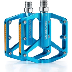 ROCKBROS Mountain Bike Pedals MTB Pedals Bicycle Flat Pedals Aluminum 9/16″ Sealed Bearing Lightweight Platform for Road Mountain BMX MTB Bike(Reflective Pedals-Blue)