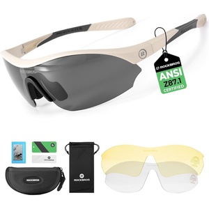 ROCKBROS Polarized Sports Sunglasses with 3 Interchangeable Lens, ANSI Z87.1 Safety Sun Glasses for Men Women Cycling(Gray Polarized Lens | Gray Black Frame)