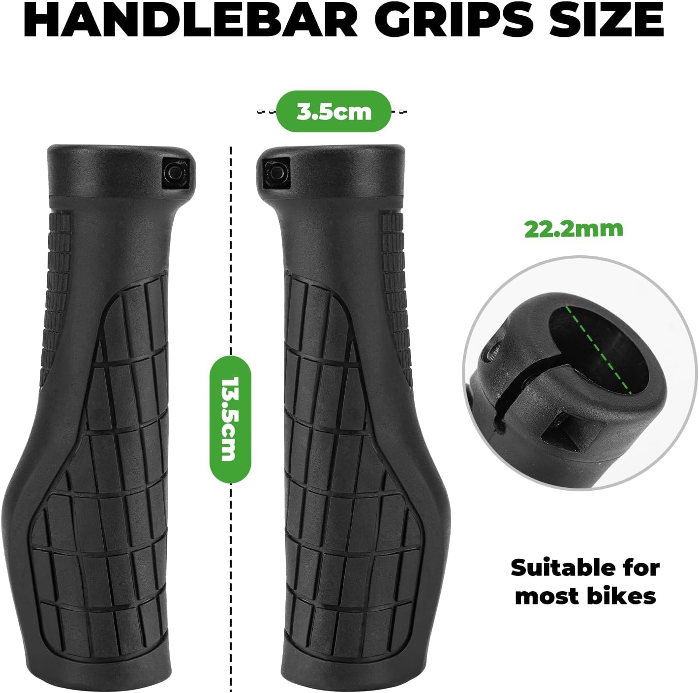 image:imageROCKBROS Ergonomic Design Mountain Bike Handlebar Grips Single Lockon Comfort ShockAbsorbing Bicycle Handle Grips with NonSlip MTB Grips for Mountain Bike BMX Scooter 222mm