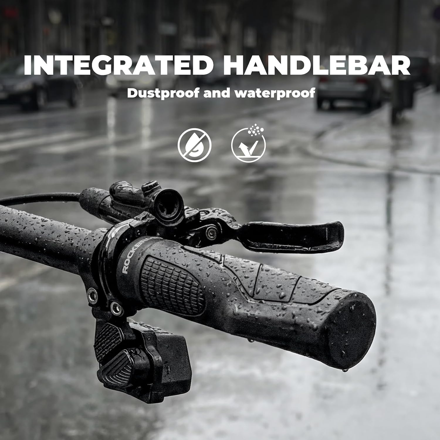 image:imageROCKBROS Ergonomic Design Mountain Bike Handlebar Grips Single Lockon Comfort ShockAbsorbing Bicycle Handle Grips with NonSlip MTB Grips for Mountain Bike BMX Scooter 222mm