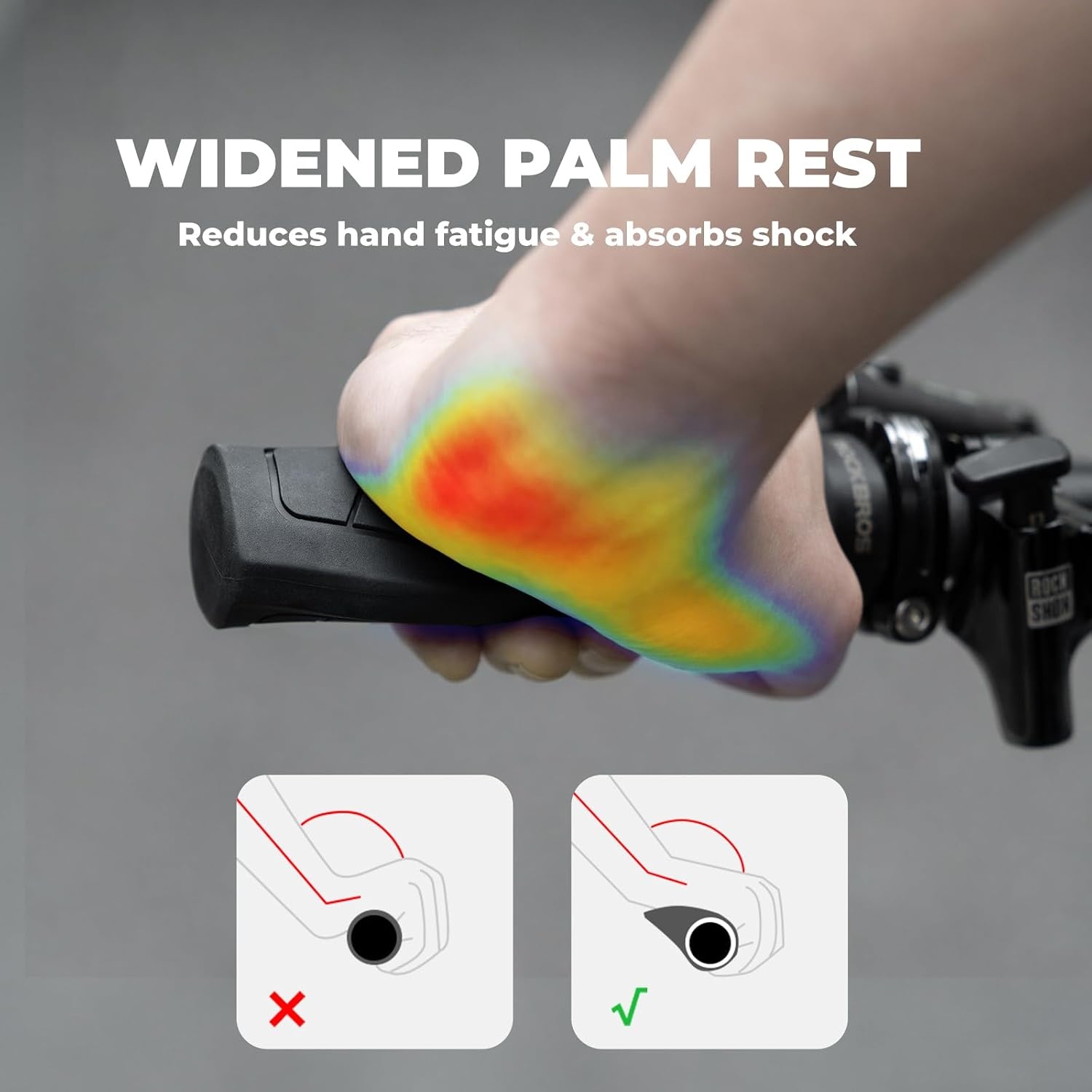 image:imageROCKBROS Ergonomic Design Mountain Bike Handlebar Grips Single Lockon Comfort ShockAbsorbing Bicycle Handle Grips with NonSlip MTB Grips for Mountain Bike BMX Scooter 222mm