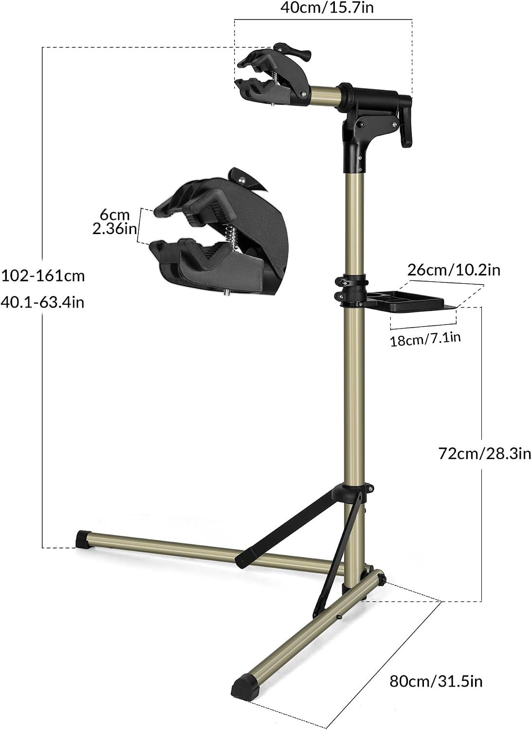 image:imageROCKBROS Heavy Duty Bicycle amp Ebike Aluminum Repair StandMax 80 lbs Professional Bike Mechanic Workstand for Indoor or Outside Mountain and Road Bike MaintenanceWith a AntiShake Fixing Rod