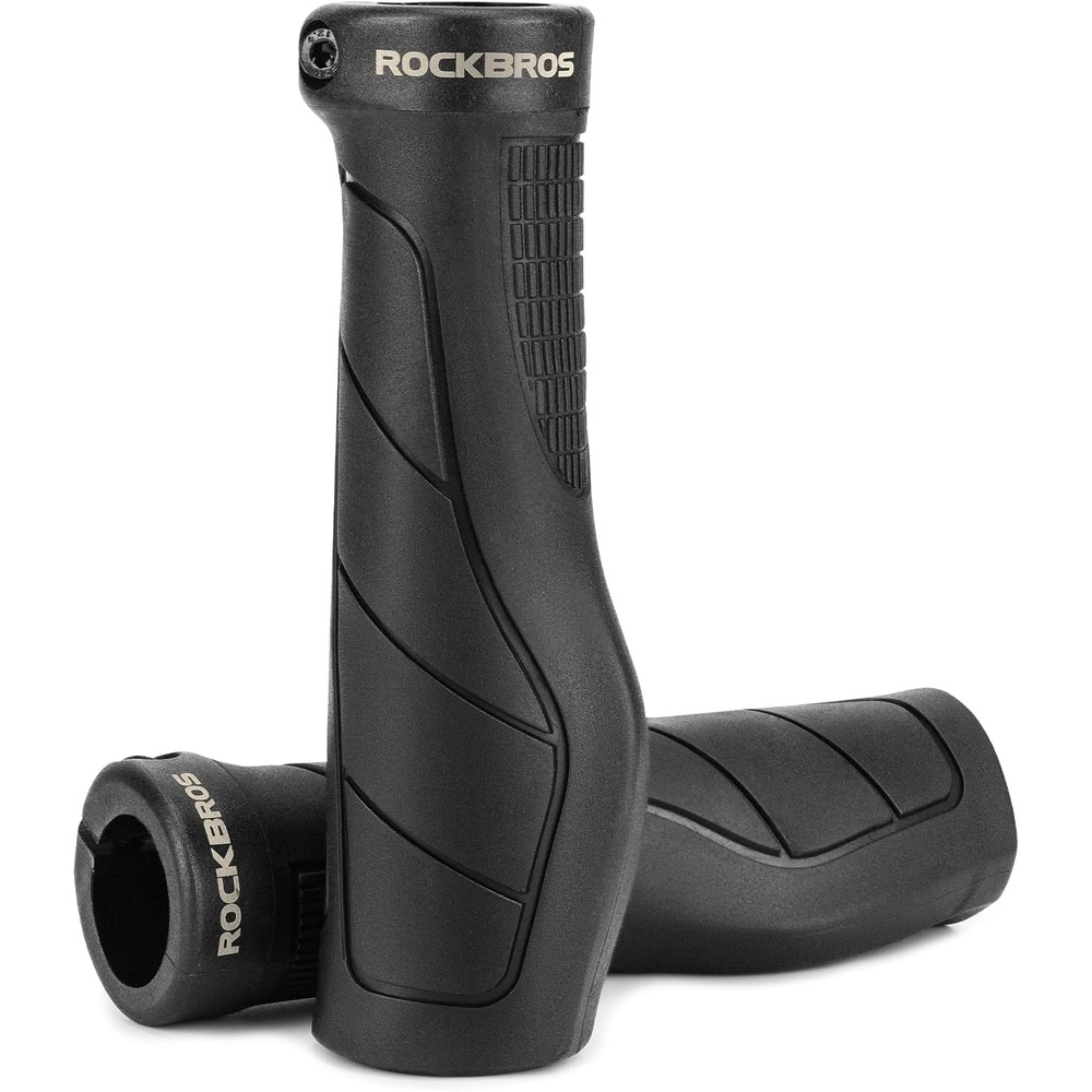 image:imageROCKBROS Ergonomic Design Mountain Bike Handlebar Grips Single Lockon Comfort ShockAbsorbing Bicycle Handle Grips with NonSlip MTB Grips for Mountain Bike BMX Scooter 222mm