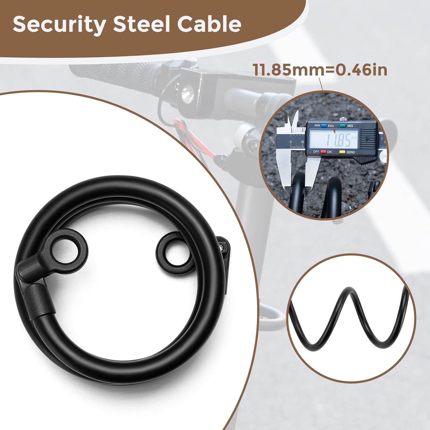 image:imageROCKBROS Scooter Lock Bike U Lock with Cable 4 Digit Combination Lock Portable AntiTheft Heavy Duty Bicycle Lock for Scooter Bike Bicycle Motorcycle