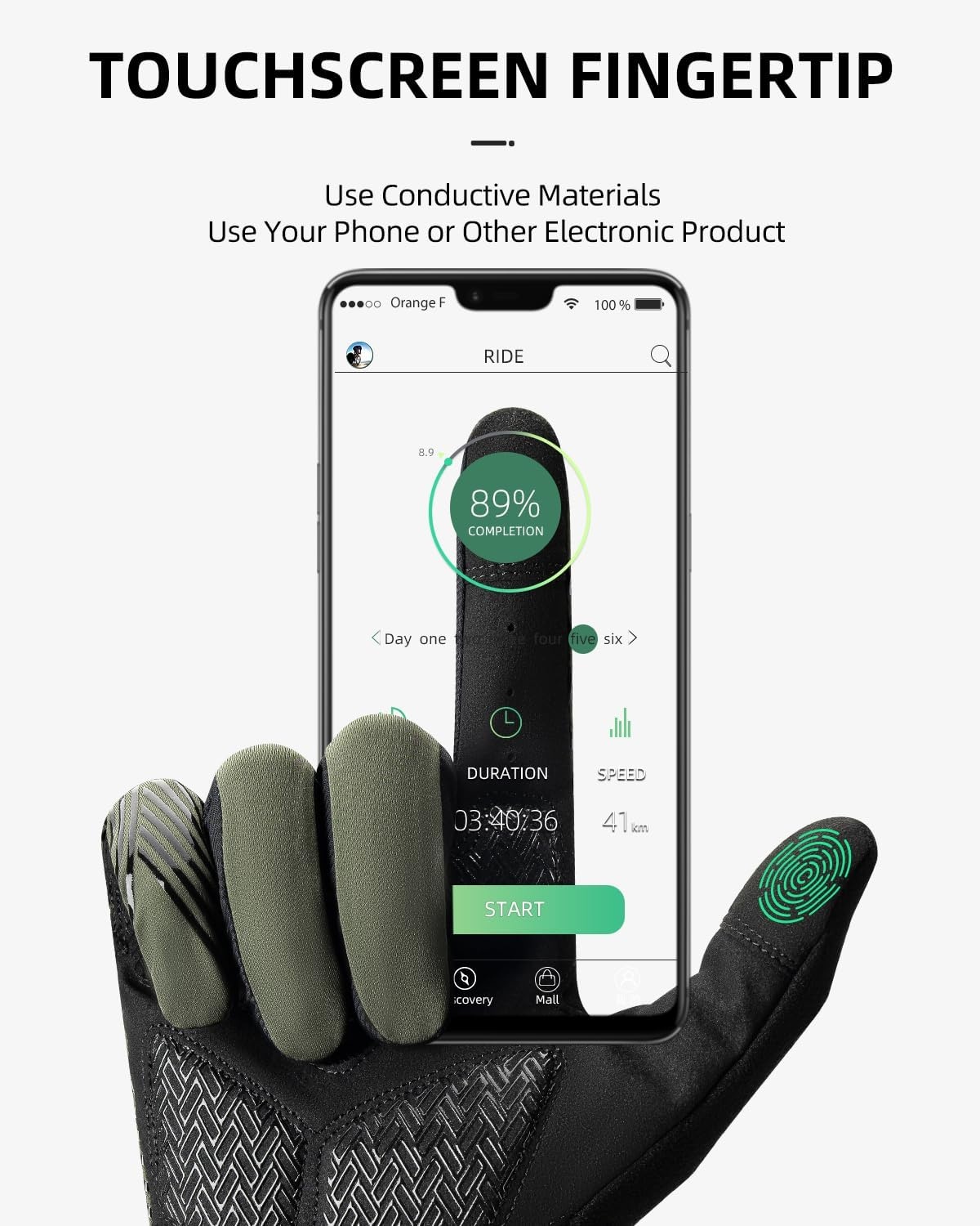 image:imageROCKBROS Cycling Gloves AntiSlip Full Finger SBR Pad ShockAbsorbing Mountain Bike GlovesBreathable Holes Keep Hands Dry Fits Road Trail OffRoad RidingBlack