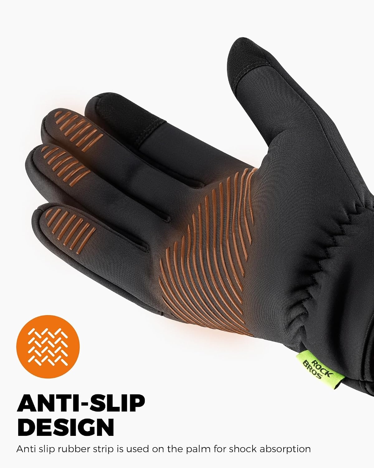 image:imageROCKBROS Winter Cycling Gloves Fleece Thermal Full Finger Windproof Anti slip Shock Absorption Touchscreen Bike Gloves with Reflective Logo for Men Women for MTB Motorcycle Outdoor Sports