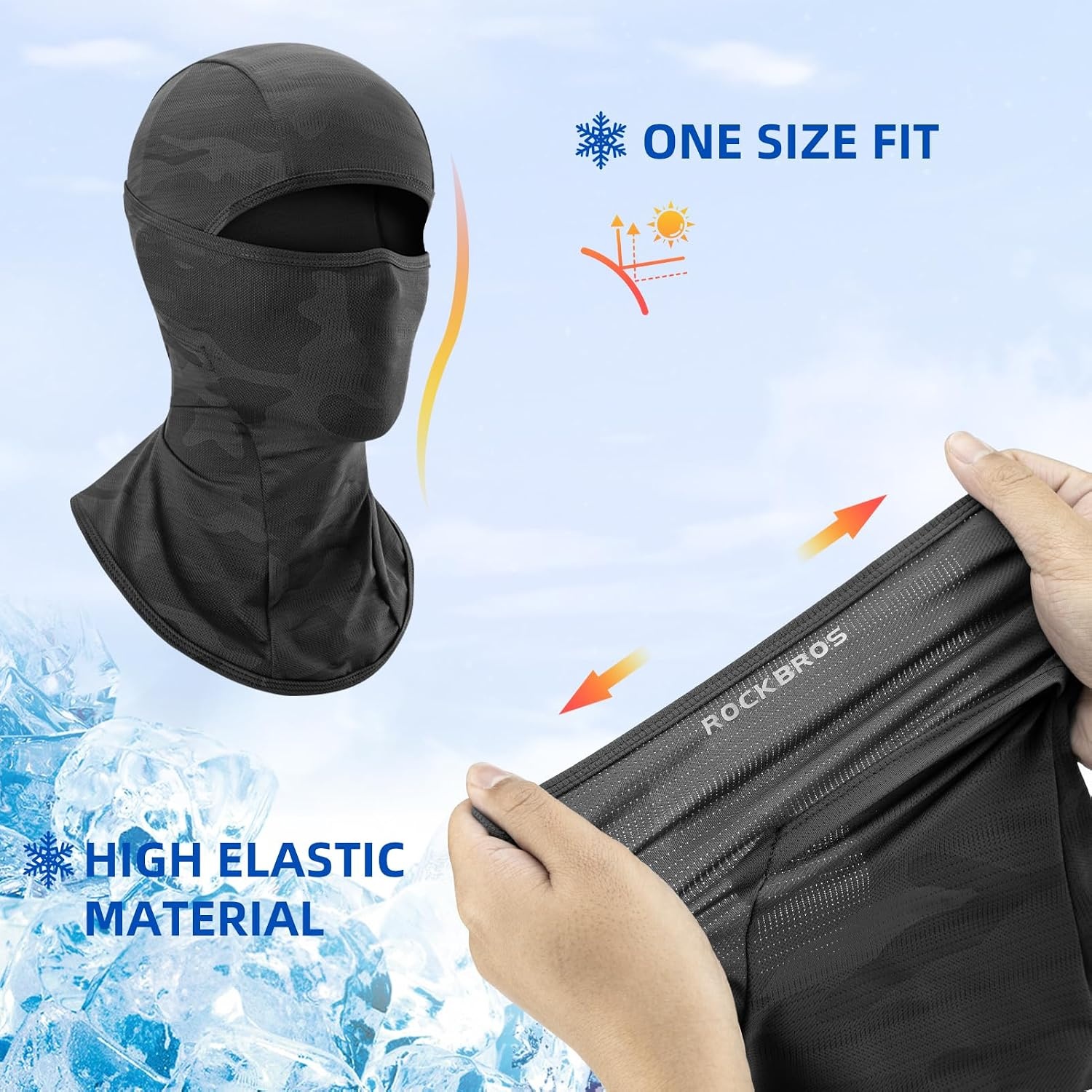 image:imageROCKBROS Cooling Balaclava Face Mask UV Protection Breathable Face Cover Cooling Balaclava with Breathable Fabric and UV Protection for Lightweight Comfort during Cycling Running and Outdoor UseBlackbluegrey
