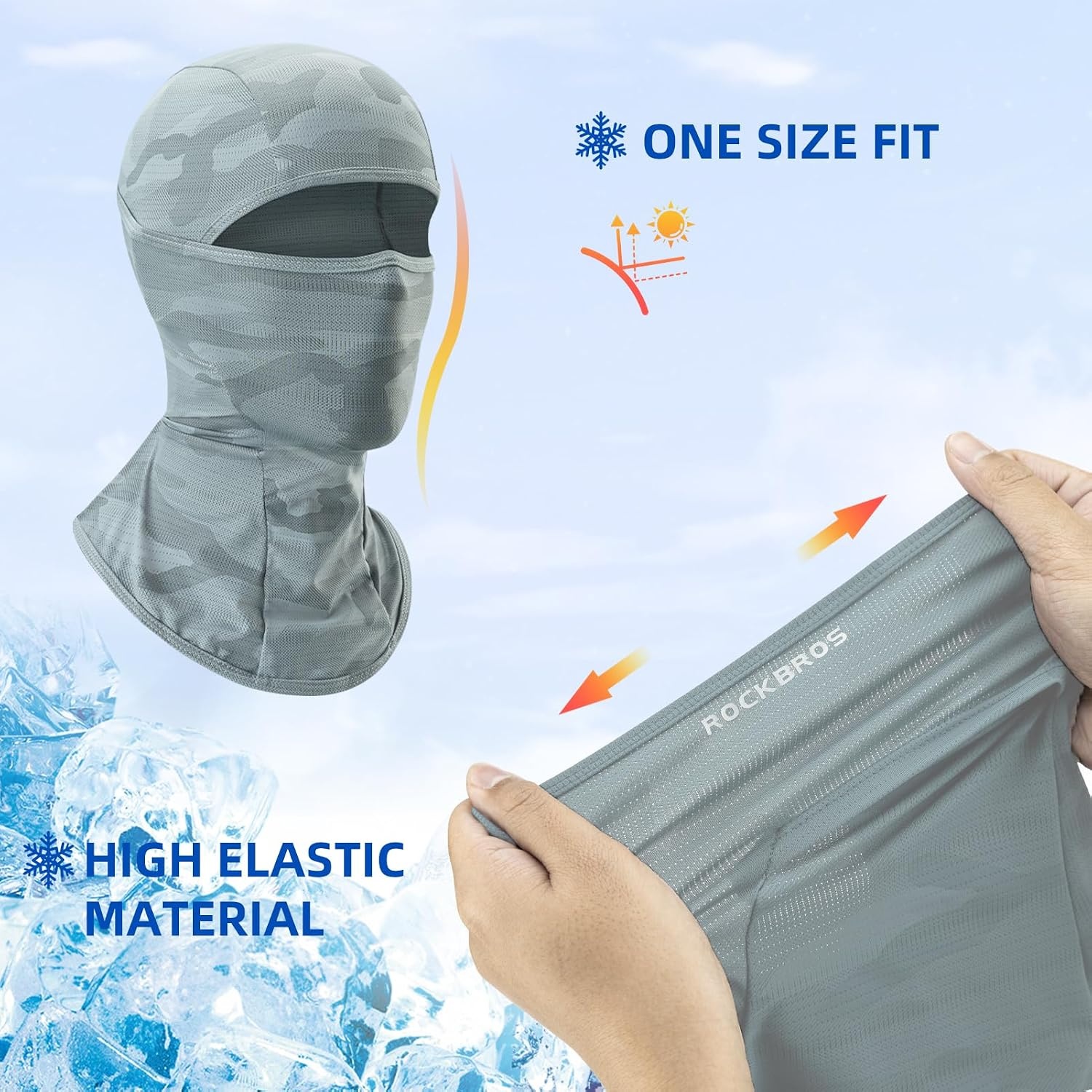 image:imageROCKBROS Cooling Balaclava Face Mask UV Protection Breathable Face Cover Cooling Balaclava with Breathable Fabric and UV Protection for Lightweight Comfort during Cycling Running and Outdoor UseGreygreygrey