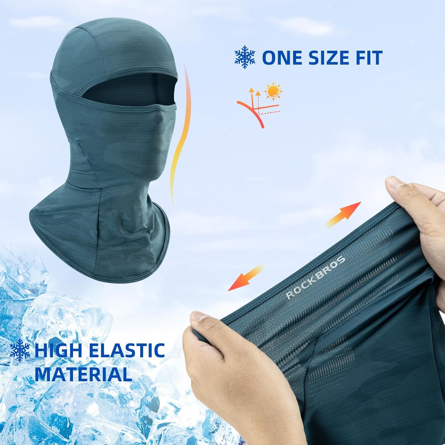 image:imageROCKBROS Cooling Balaclava Face Mask UV Protection Breathable Face Cover Cooling Balaclava with Breathable Fabric and UV Protection for Lightweight Comfort during Cycling Running and Outdoor UseBlueblue