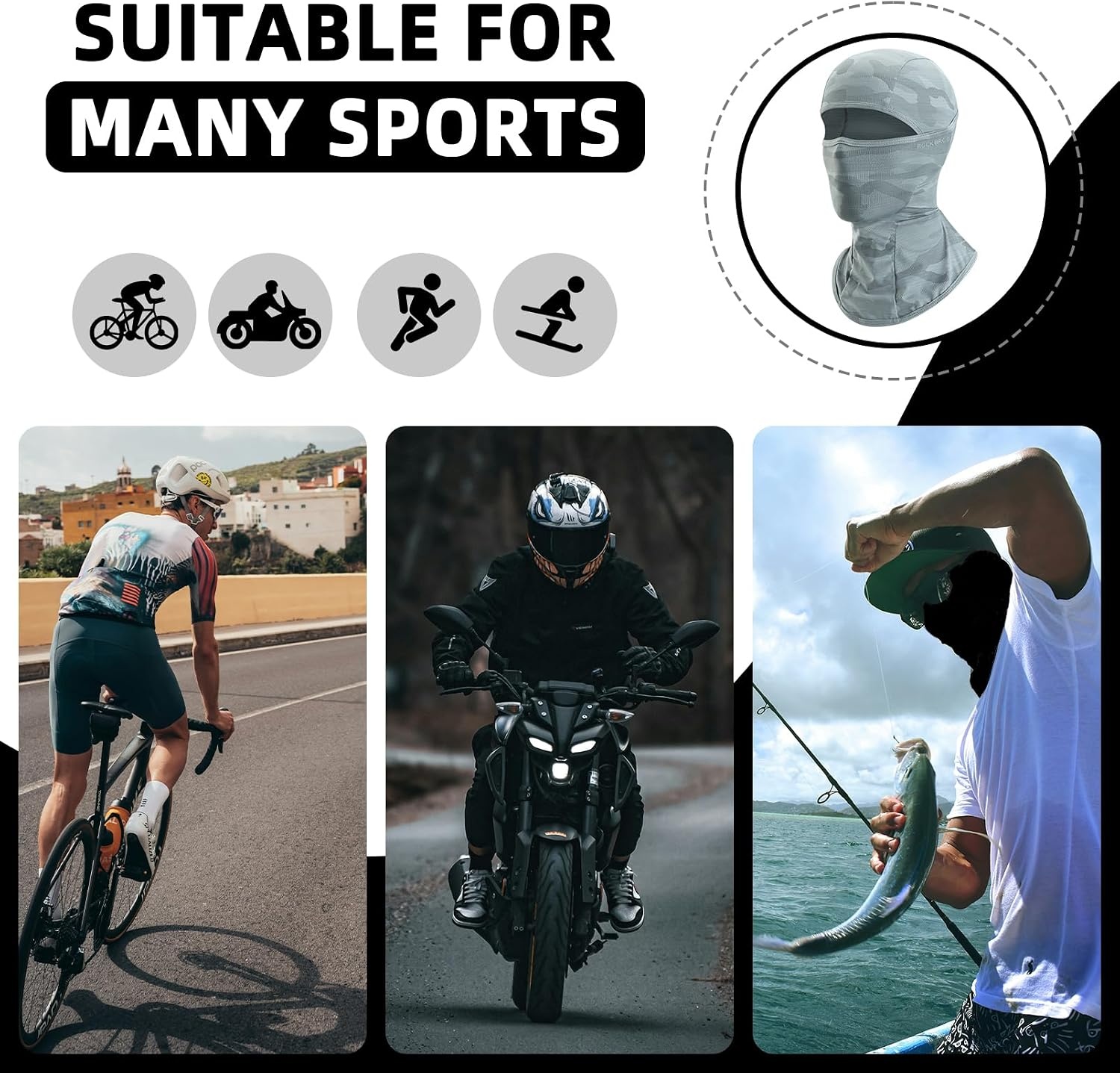 image:imageROCKBROS Cooling Balaclava Face Mask UV Protection Breathable Face Cover Cooling Balaclava with Breathable Fabric and UV Protection for Lightweight Comfort during Cycling Running and Outdoor UseGreygreygrey