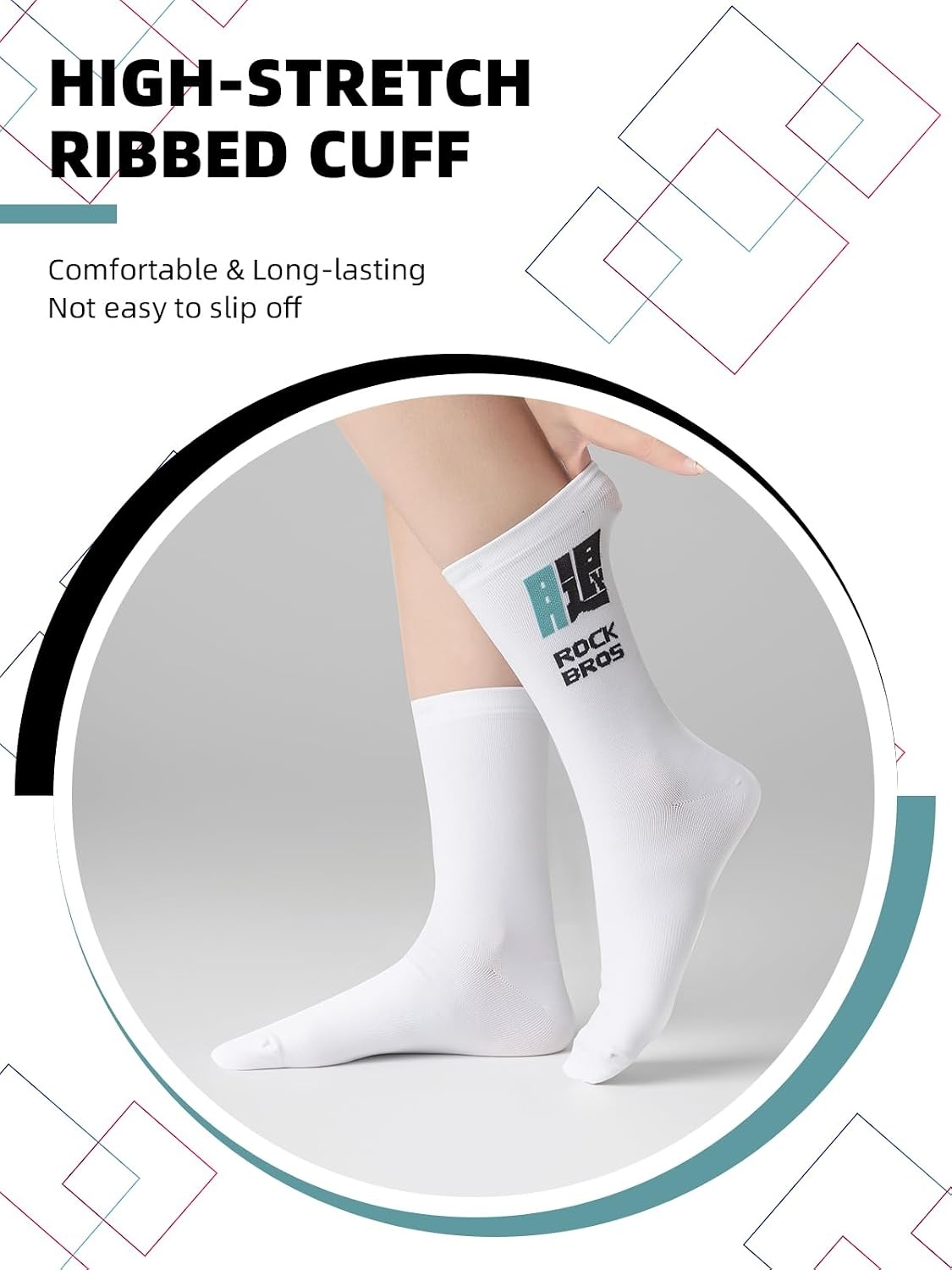 image:imageROCKBROS Cycling Socks Mountain Bike Socks White Cycling Socks for Men Women Compression Fit Suitable for Running Hiking