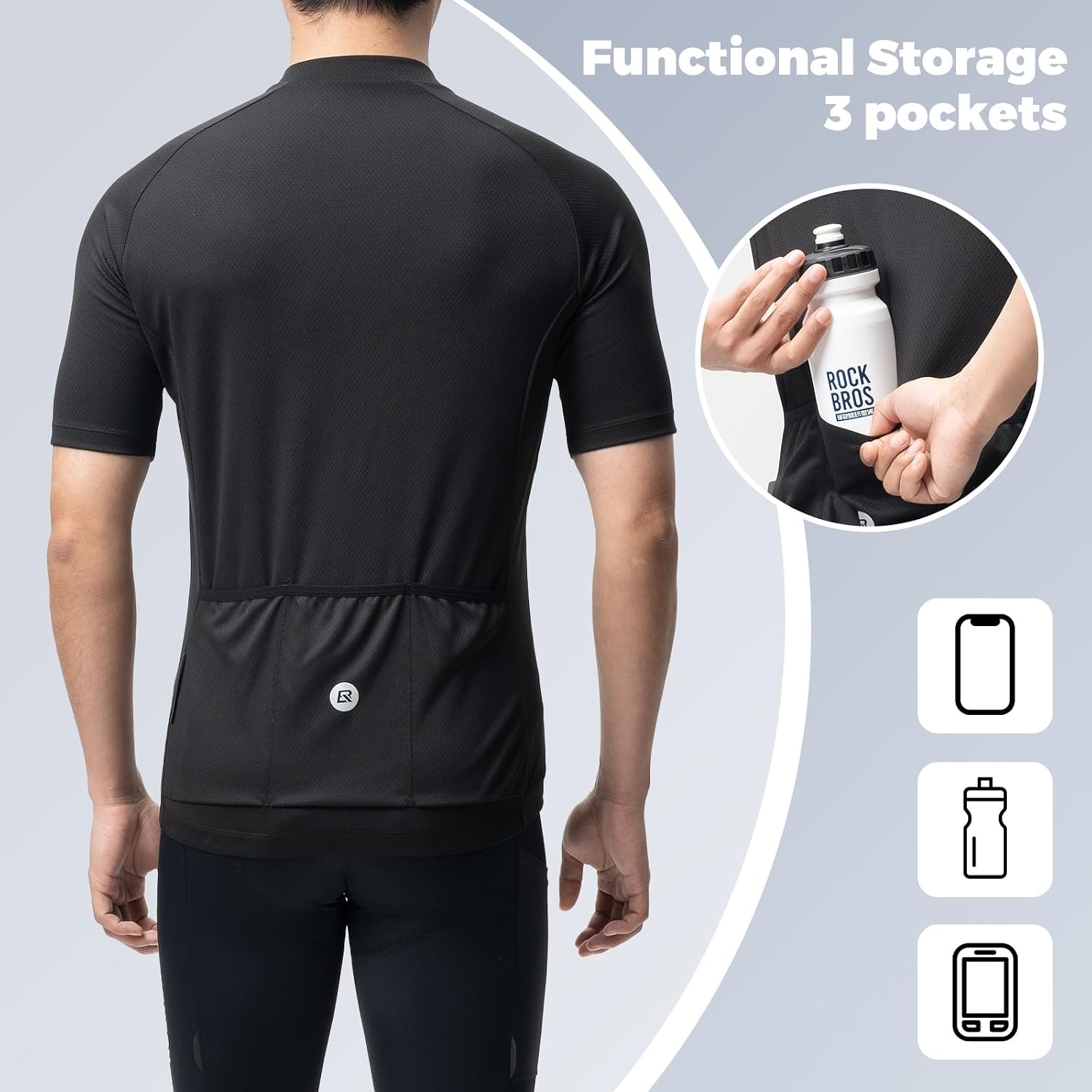 image:imageROCKBROS Mens Cycling Jersey Short Sleeve Quick Dry Road Bike 3 Pockets Breathable Cycling Jersey with Quick Dry Fabric 3 Rear Pockets Lightweight Fit and Reflective Details for Road RidesYellow