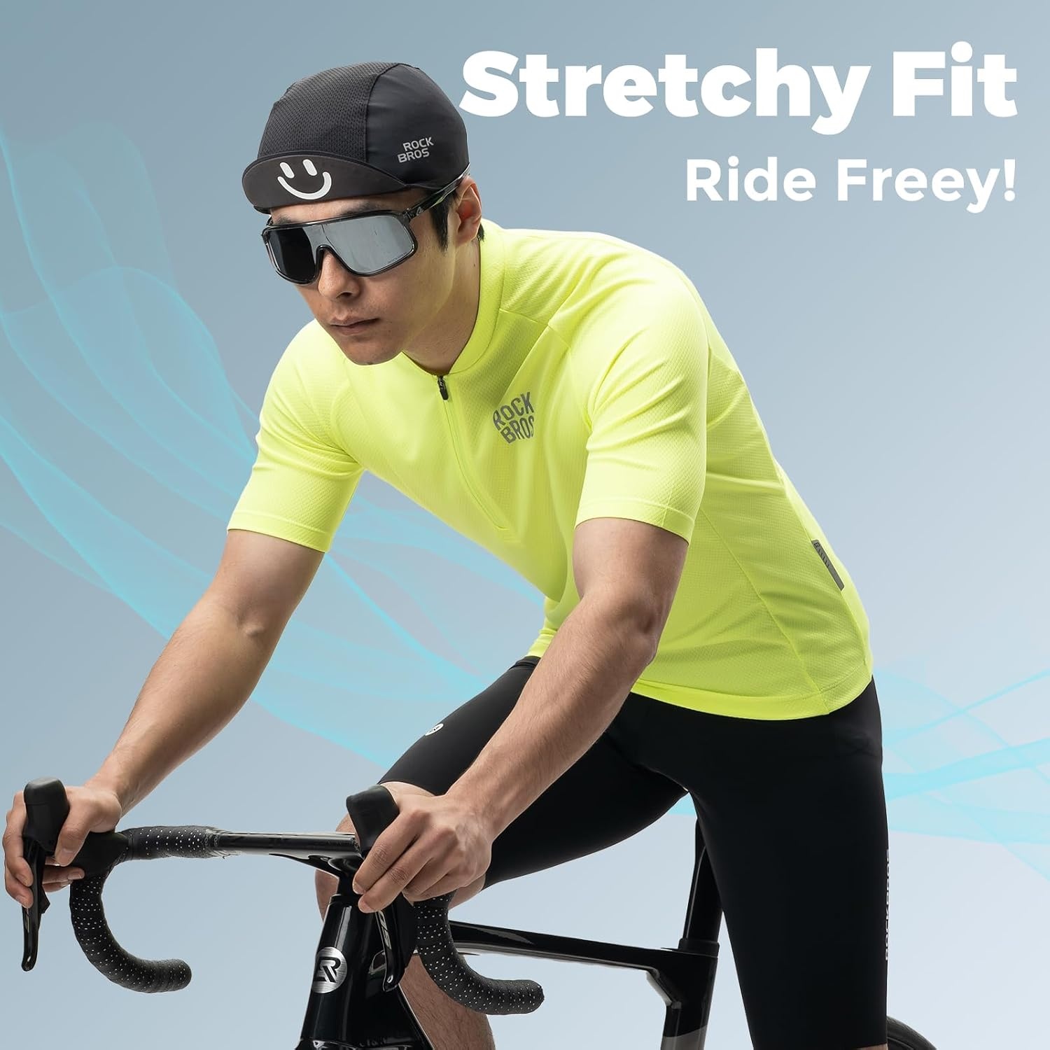 image:imageROCKBROS Mens Cycling Jersey Short Sleeve Quick Dry Road Bike 3 Pockets Breathable Cycling Jersey with Quick Dry Fabric 3 Rear Pockets Lightweight Fit and Reflective Details for Road RidesYellow