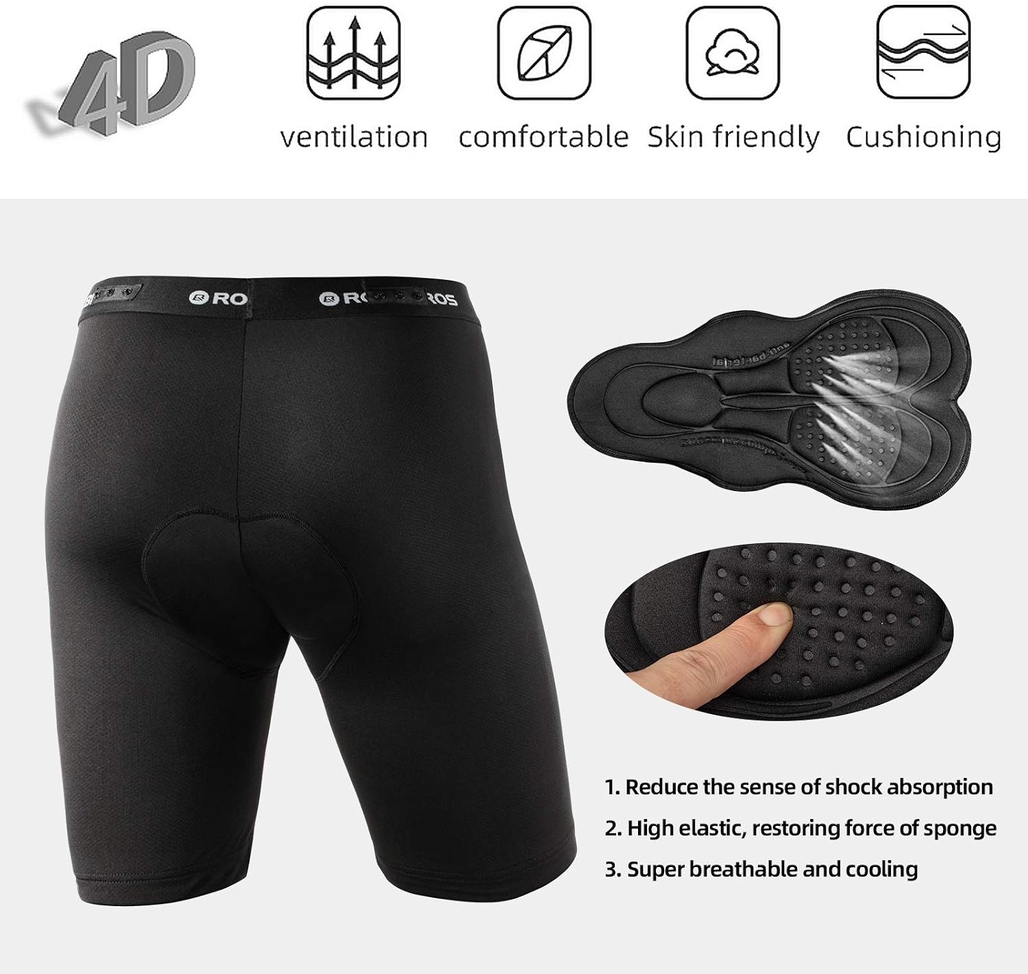 image:imageROCKBROS Mens Mountain Bike Shorts 4D Padded Liner Baggy Cycling Shorts 4D Padded Liner Reduces Riding Pressure with Quickdry Breathable Fabric Adjustable Waist and Zip Pockets for MTB RidesDark Gray