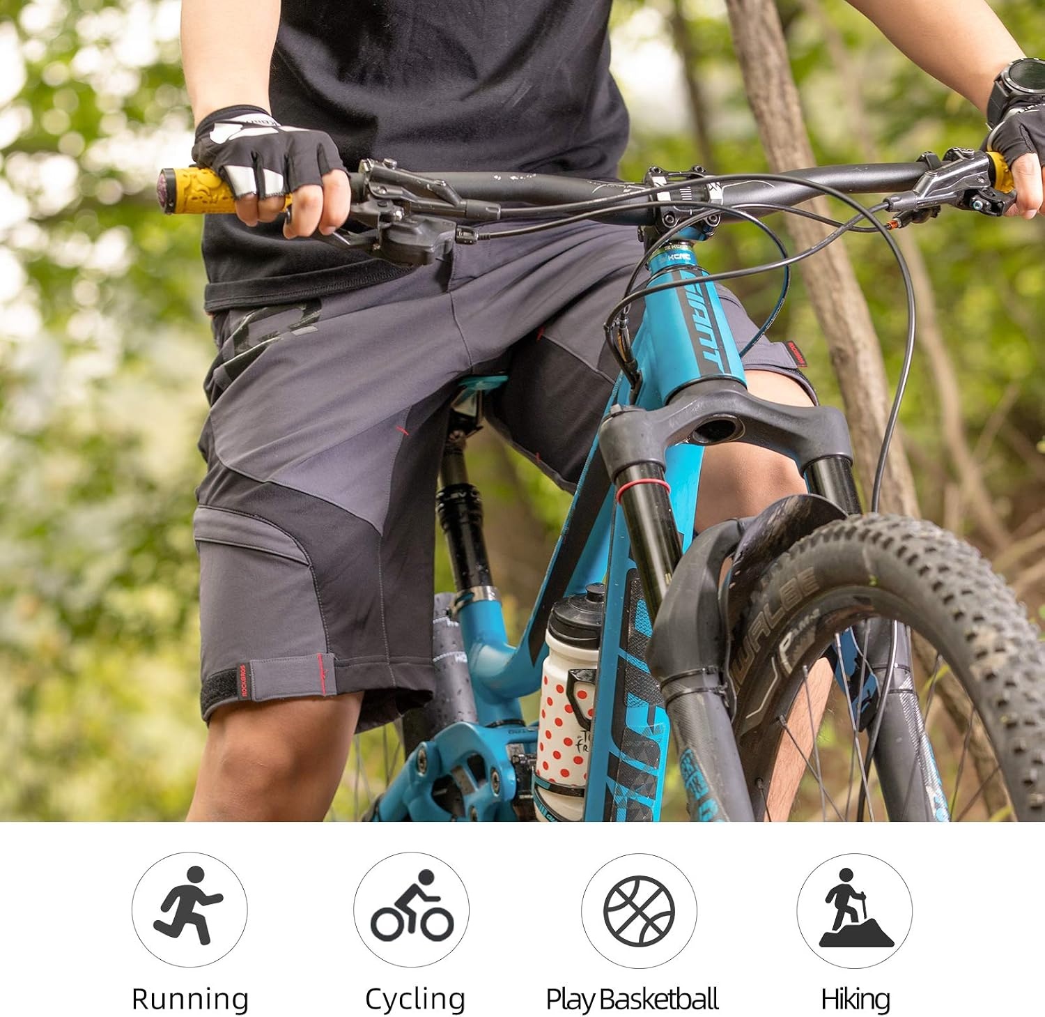 image:imageROCKBROS Mens Mountain Bike Shorts 4D Padded Liner Baggy Cycling Shorts 4D Padded Liner Reduces Riding Pressure with Quickdry Breathable Fabric Adjustable Waist and Zip Pockets for MTB RidesDark Gray