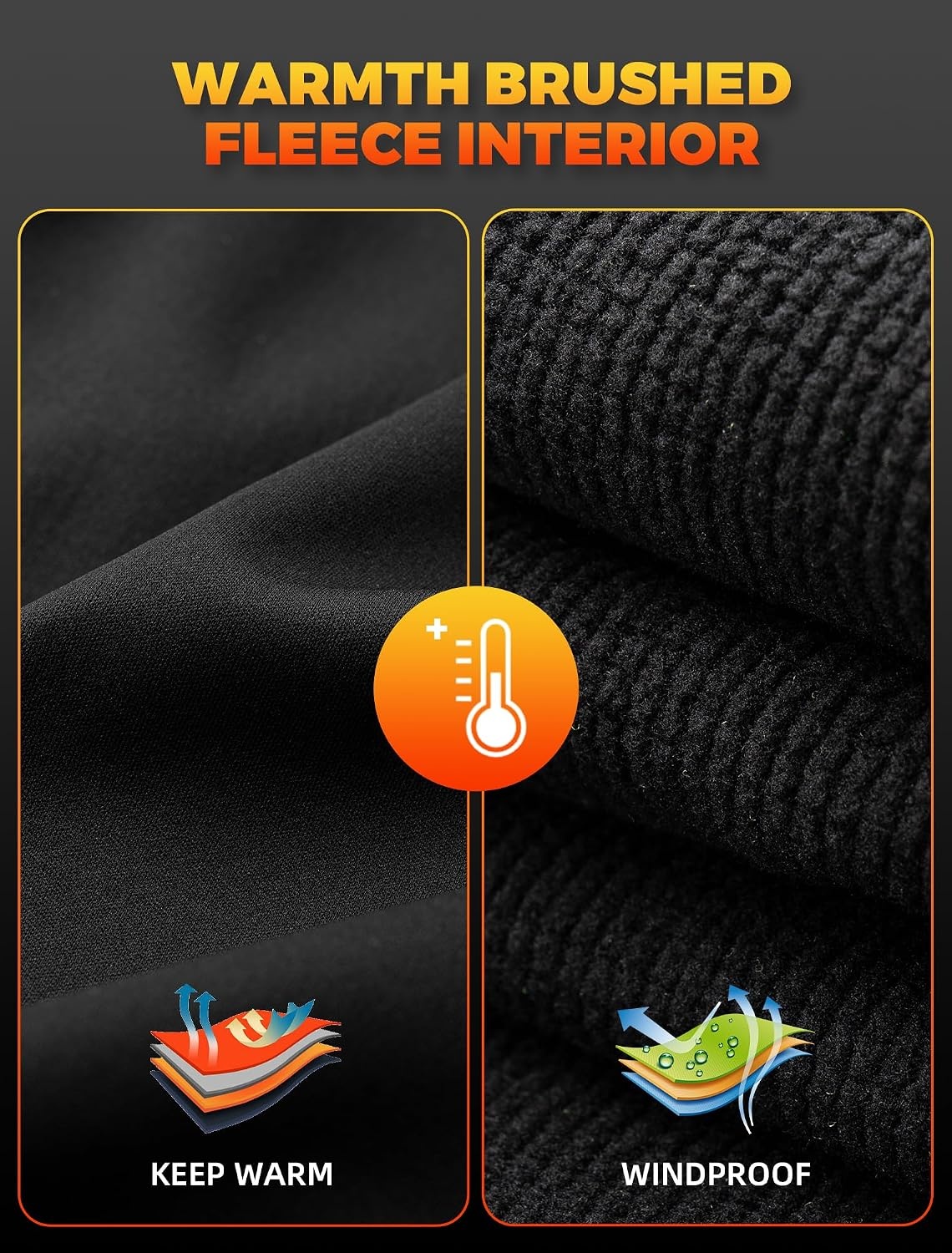 image:imageROCKBROS Mens Winter Cycling Pants Thermal WaterResistant Joggers Fleecelined Warmth Waterresistant Fabric Elastic Waist and Reflective Details for Coldweather CyclingGray
