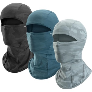 ROCKBROS Cooling Balaclava Face Mask UV Protection Breathable Face Cover | Cooling Balaclava with Breathable Fabric and UV Protection for Lightweight Comfort during Cycling, Running and Outdoor Use(Black+blue+grey)