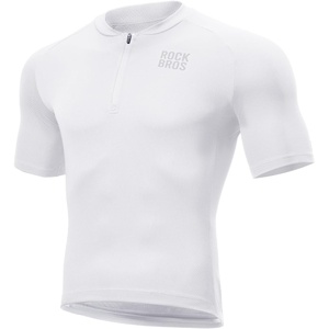 ROCKBROS Men’s Cycling Jersey Short Sleeve Quick Dry Road Bike 3 Pockets | Breathable Cycling Jersey with Quick Dry Fabric, 3 Rear Pockets, Lightweight Fit and Reflective Details for Road Rides(White)