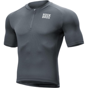 ROCKBROS Men’s Cycling Jersey Short Sleeve Quick Dry Road Bike 3 Pockets | Breathable Cycling Jersey with Quick Dry Fabric, 3 Rear Pockets, Lightweight Fit and Reflective Details for Road Rides(Dark Gray)